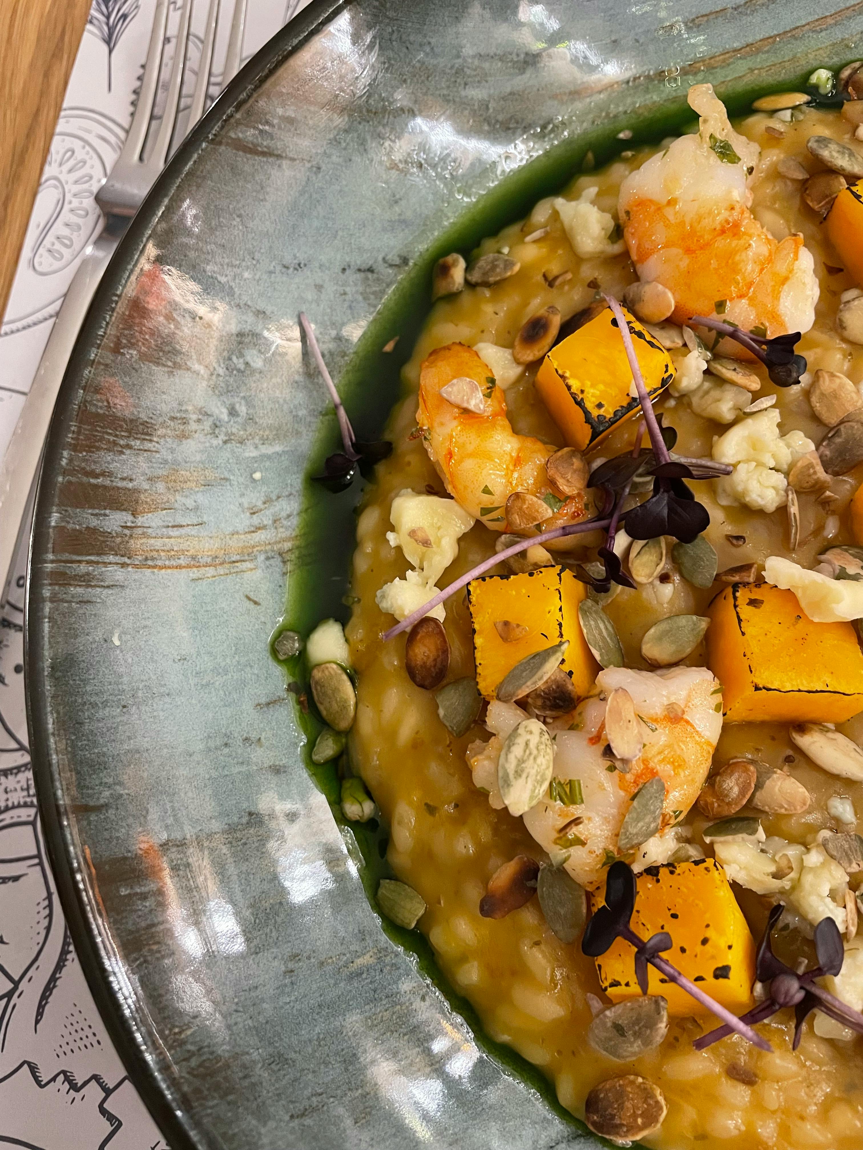 Leek, lemon and pumpkin risotto with rosemary