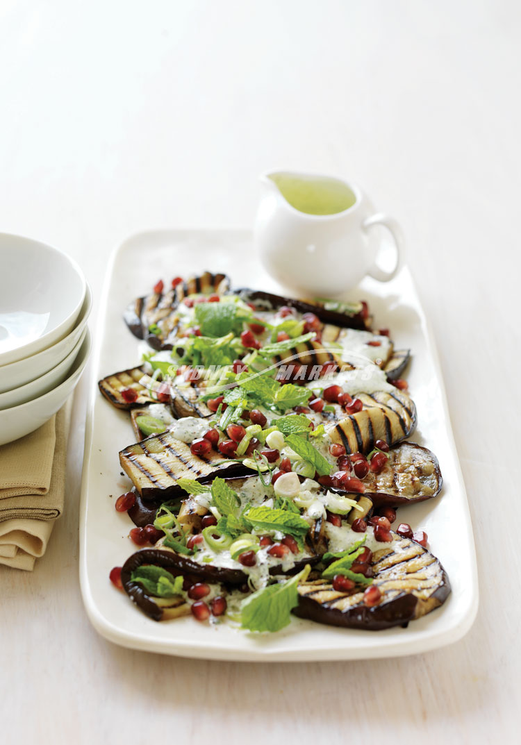 Julie Goodwin – BBQ Eggplant with Minted Yoghurt & Pomegranate