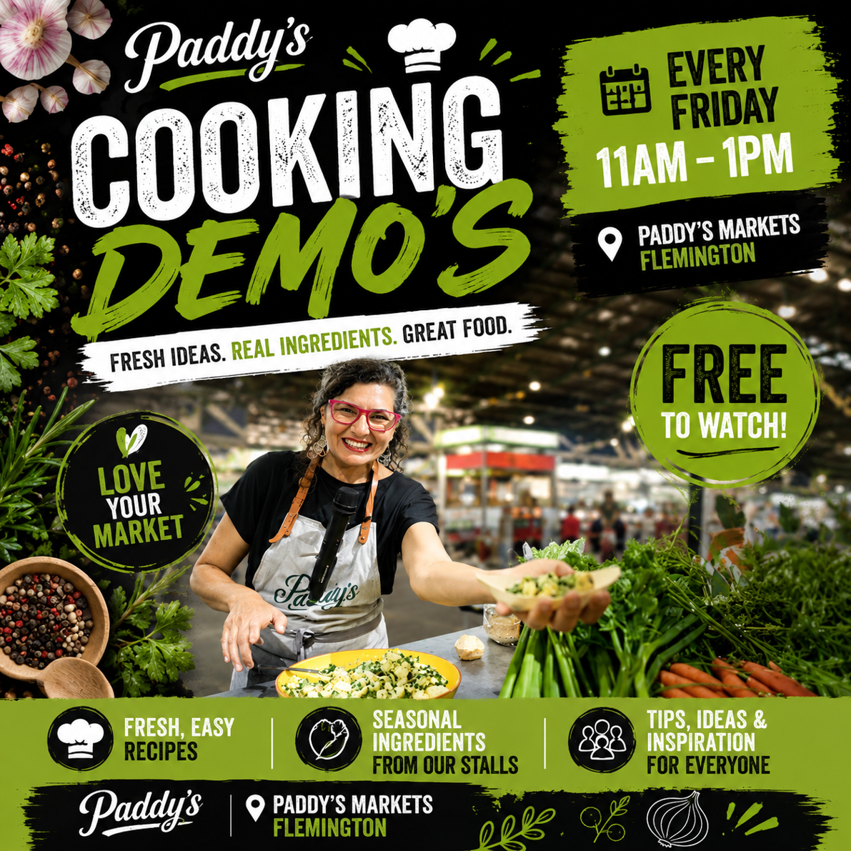Live Cooking Demonstrations. Every Friday 11am - 1pm