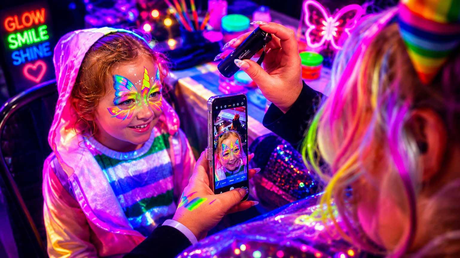 Neon facepainting at Paddy's Markets Haymarket