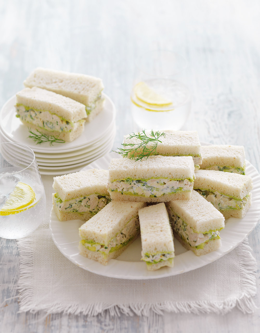 Avocado, herb & chicken finger sandwiches