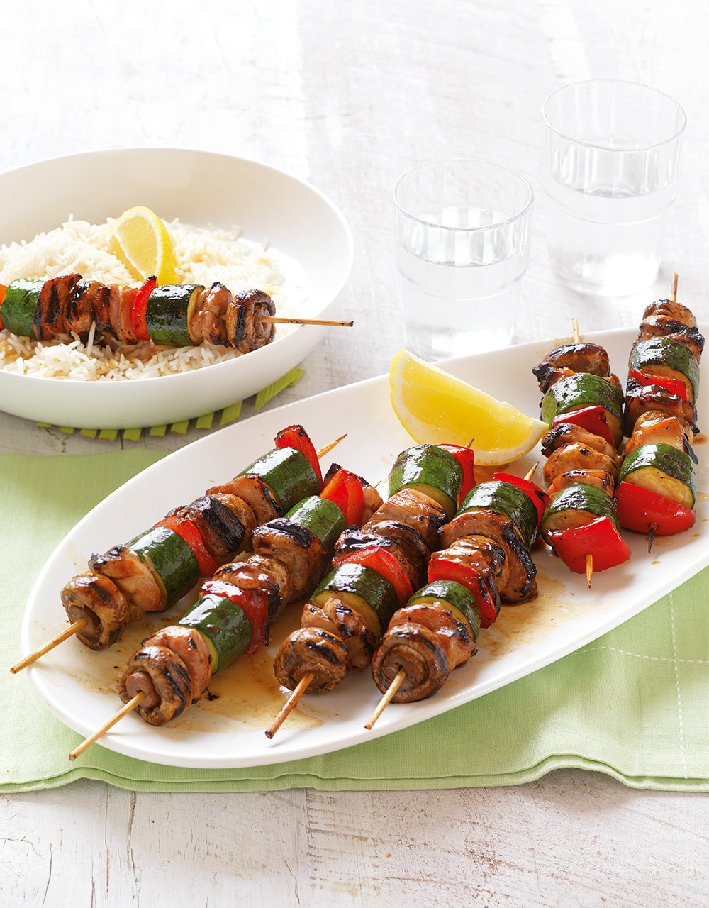 BBQ veggie & chicken kebabs