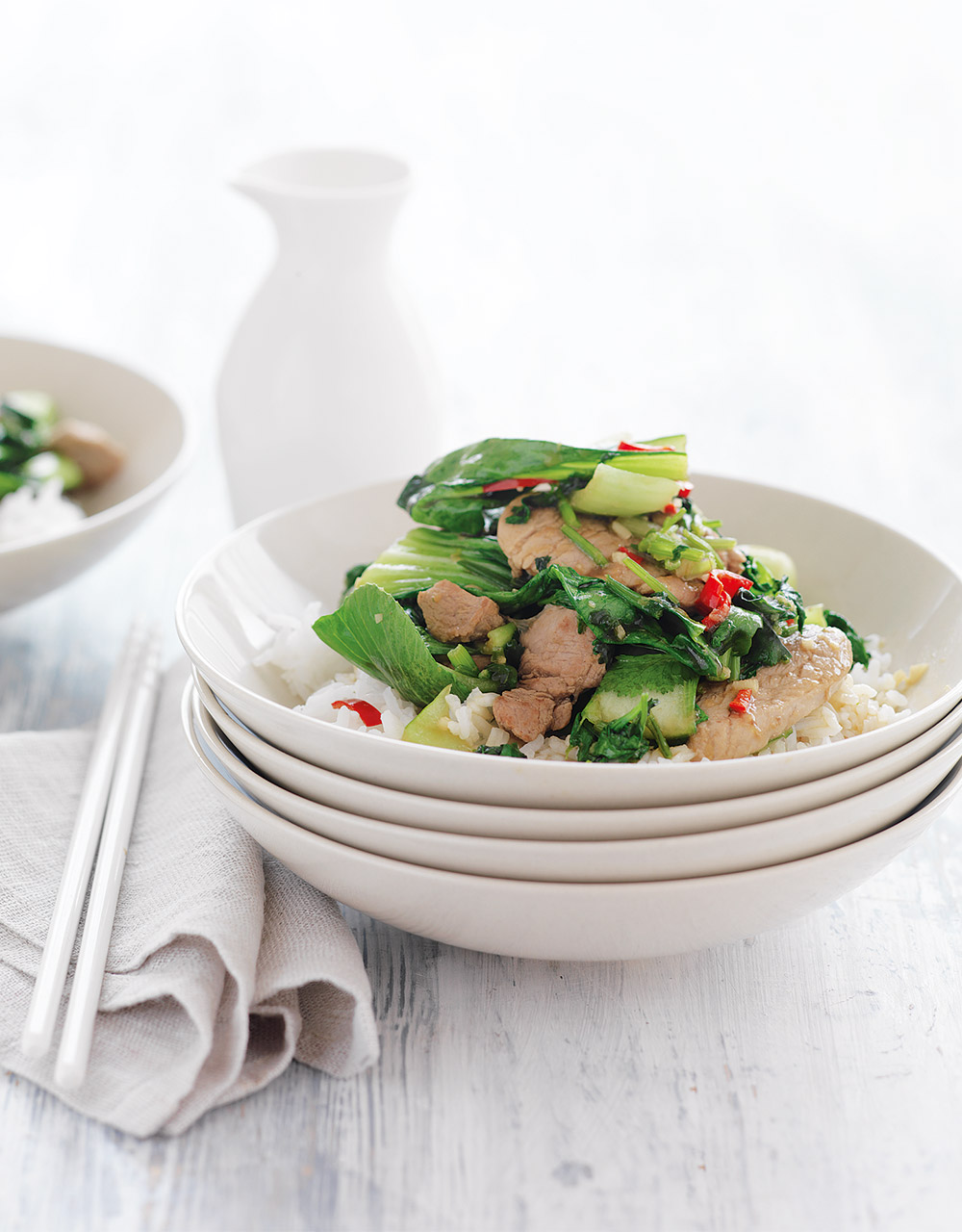 Bok choy & chilli pork stir-fry