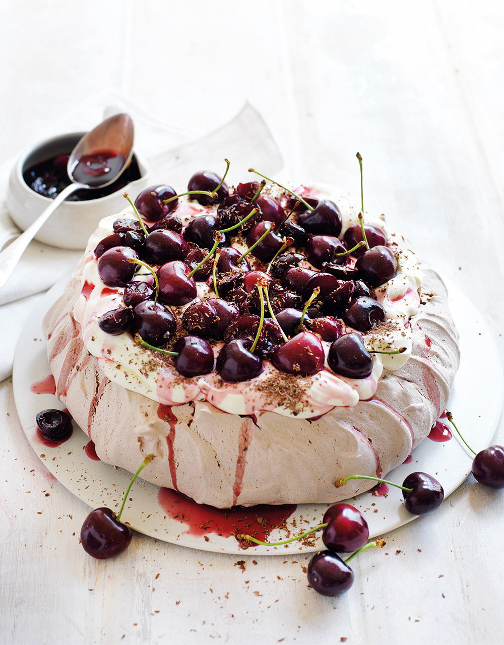 Cherry & chocolate pavlova