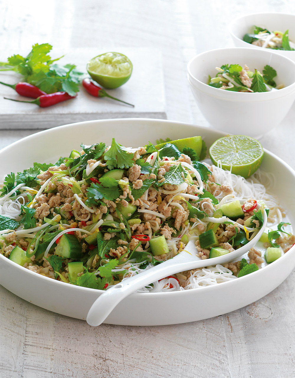 Coriander, mint & lime chicken noodle salad