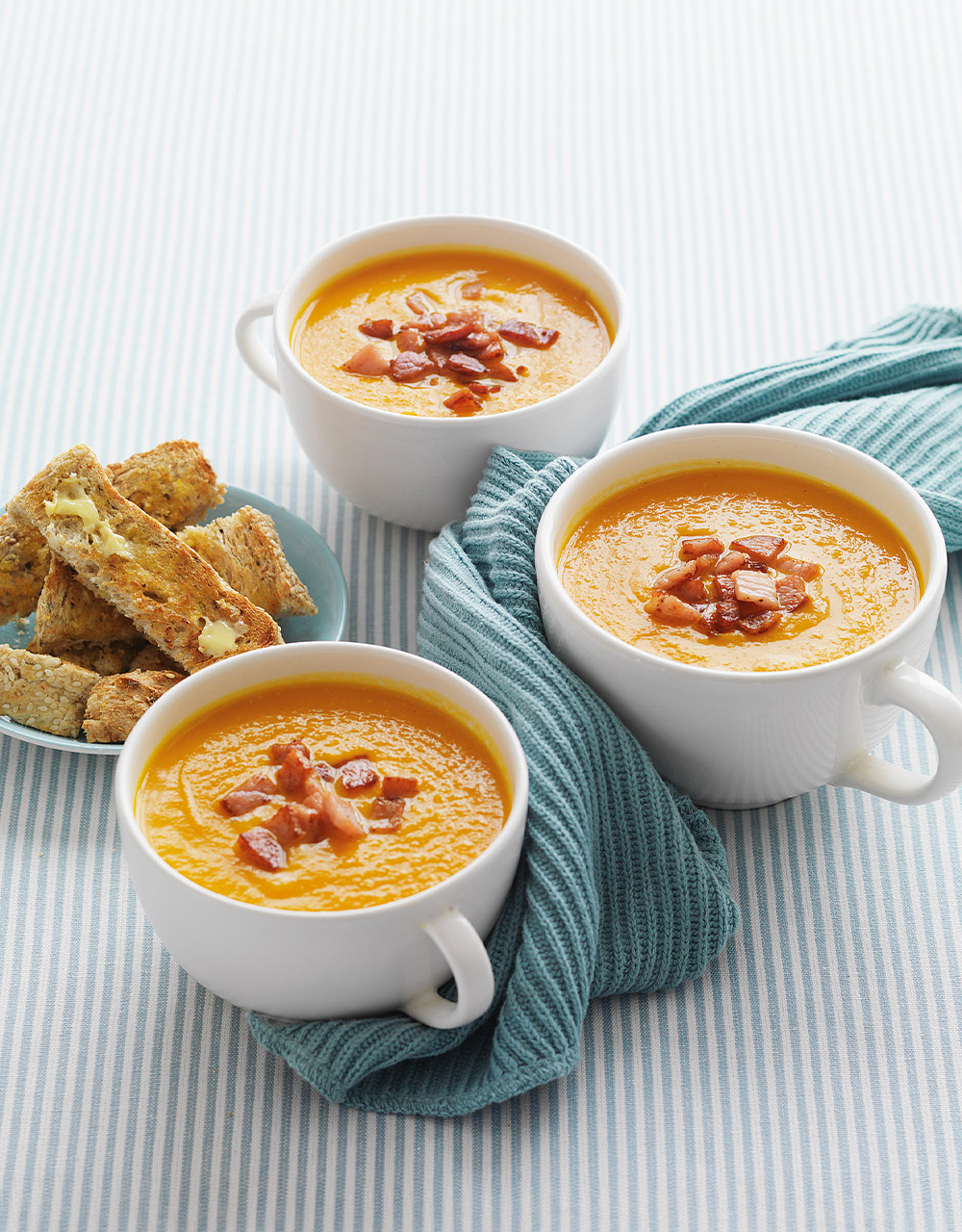 Creamy carrot, kumara & bacon soup