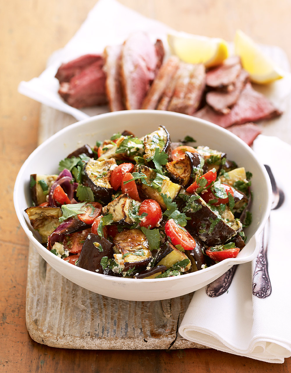 Eggplant, tomato & coriander salad