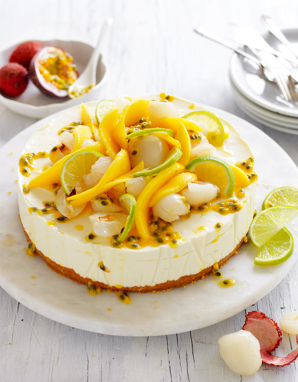 Lime cheesecake with summer fruits