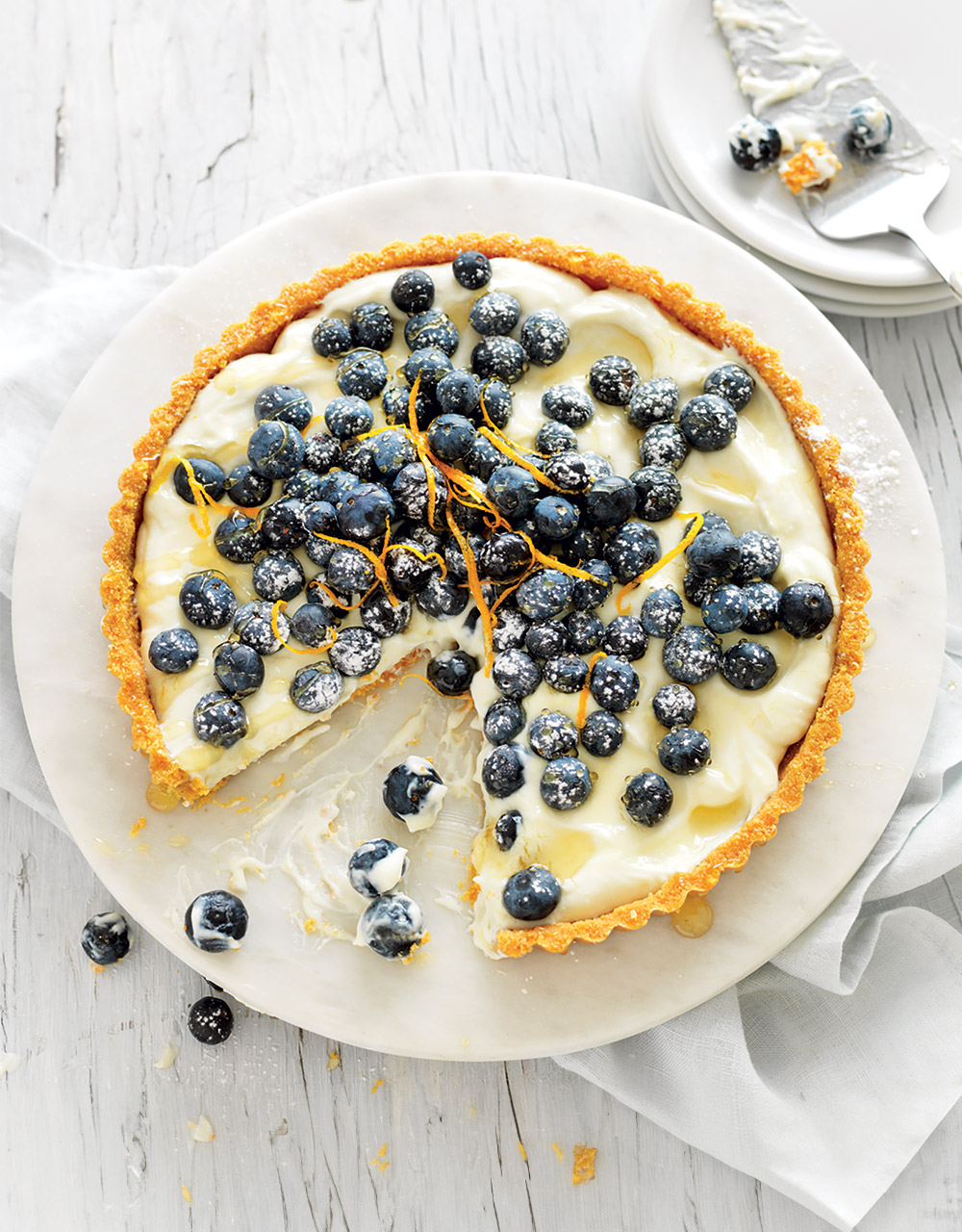No-bake blueberry & sweet ricotta tart