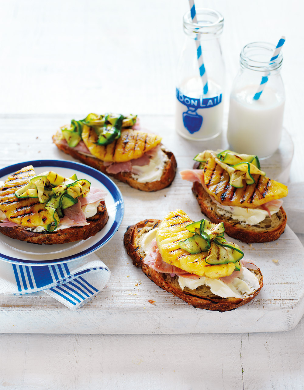 Pineapple, leg ham & zucchini bruschetta
