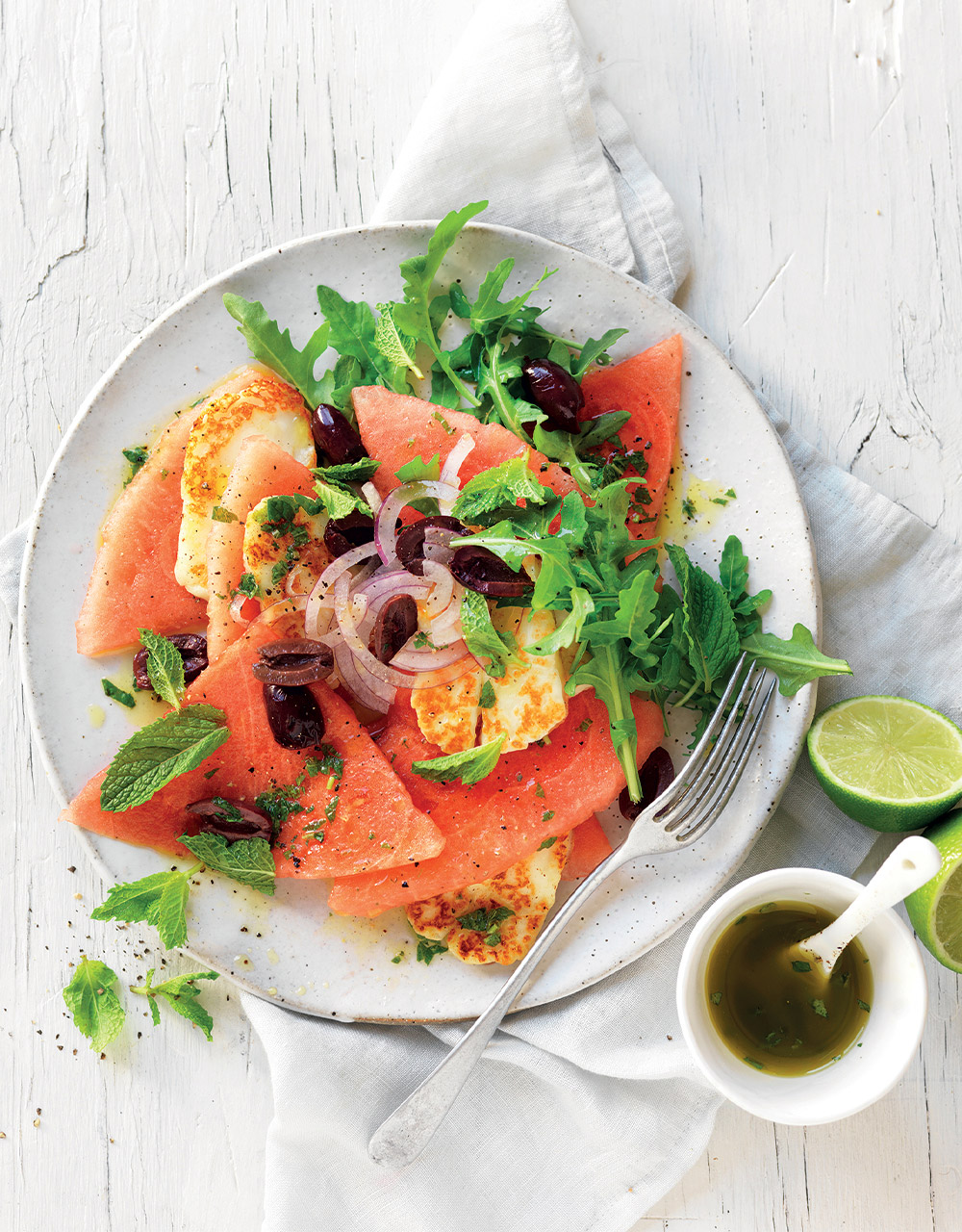 Watermelon, Rocket & Haloumi Salad
