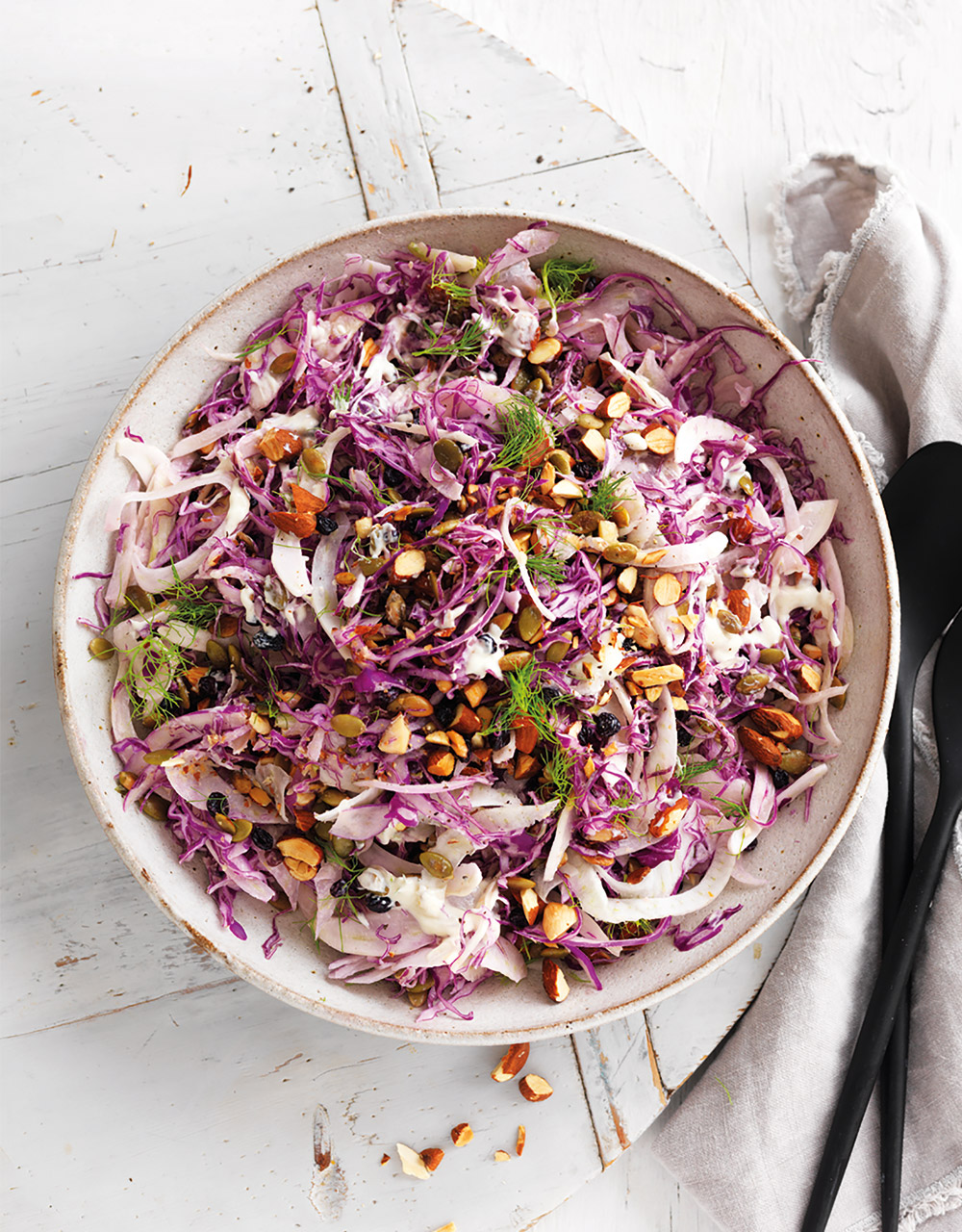 Red cabbage, fennel & toasted almond salad