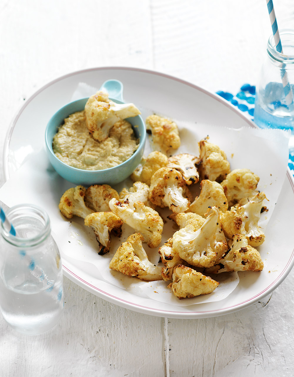 Roasted cauliflower with hummus dip