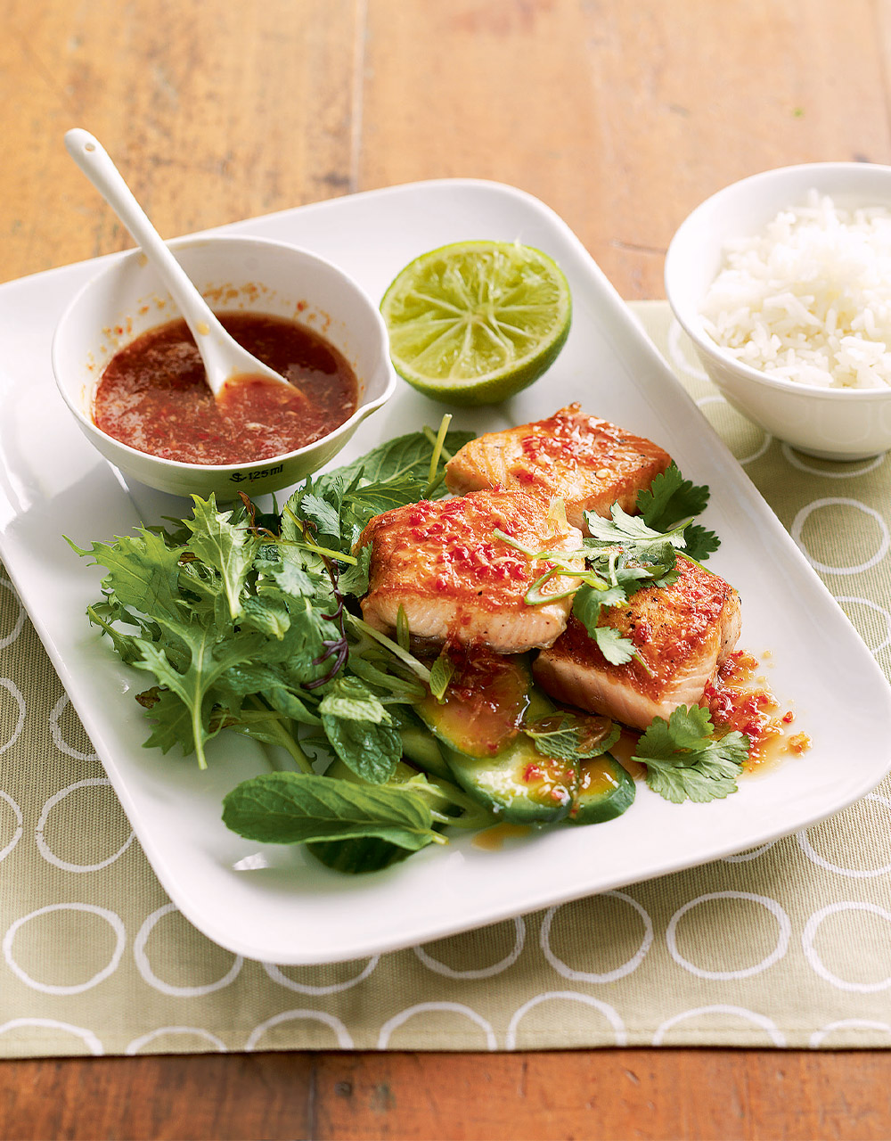Salmon & cucumber salad with nam jim dressing