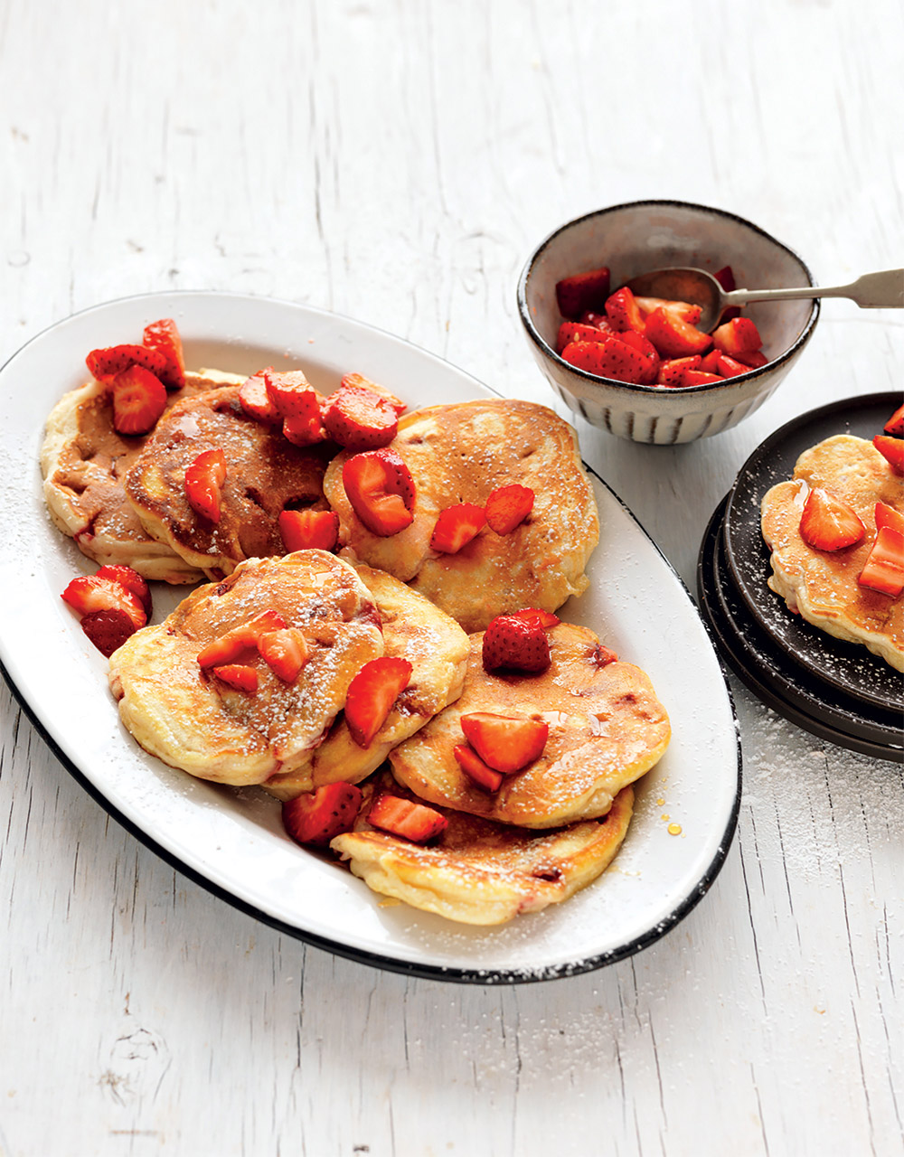 Strawberry salsa pancakes