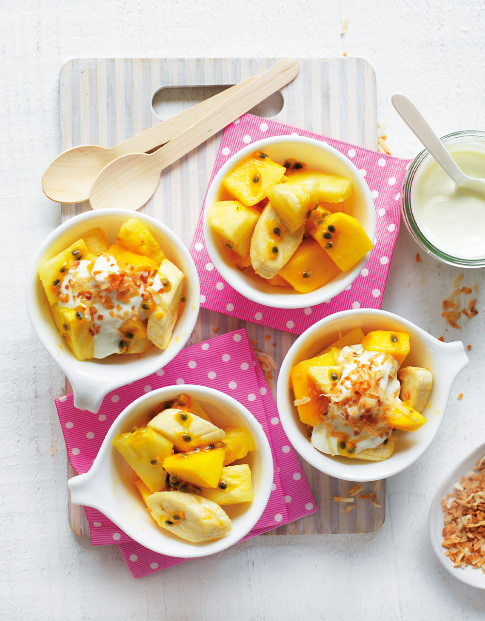 Tropical fruit salad with coconut yoghurt